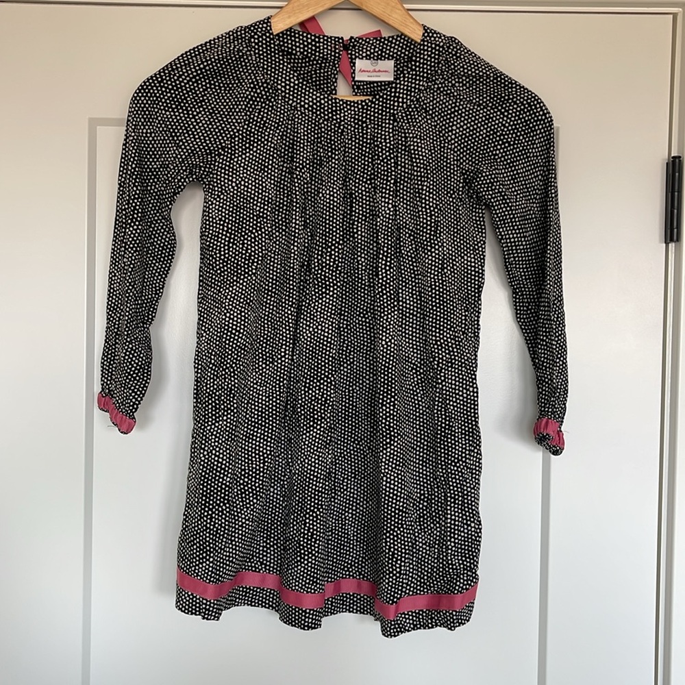 hanna Andersson black polka dot bow dress